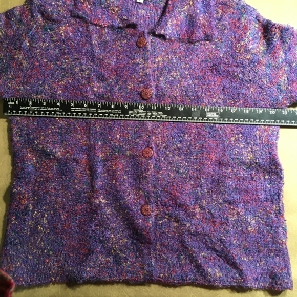 TINU & STU Cardigan, PURPLE BOUCLE, Long/Bell Sleeve, NWOT, Size L - Picture 4 of 8